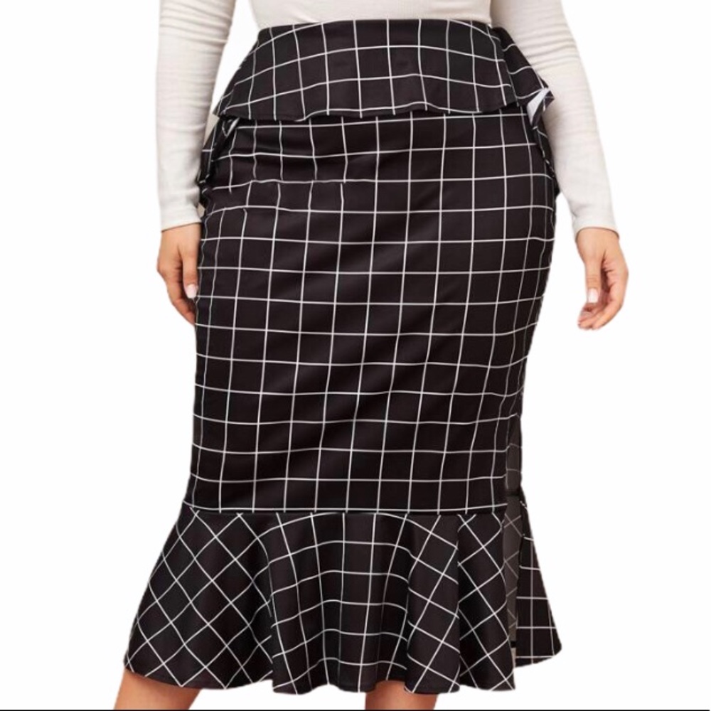Sold! NWT Shein Plaid Ruffle Mermaid Skirt